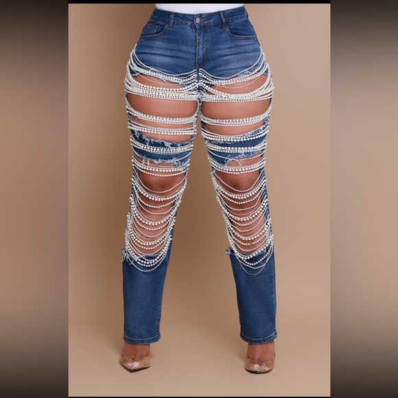 Swank A Posh Per Usual Pearl Jeans - Picture 2 of 11